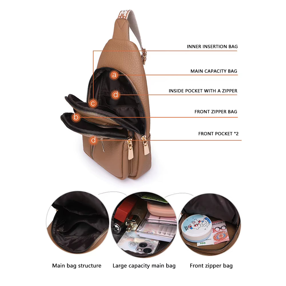 UrbanChic Crossbody – Waterproof PU Leather Chest &amp; Shoulder Bag for Women on the Go
