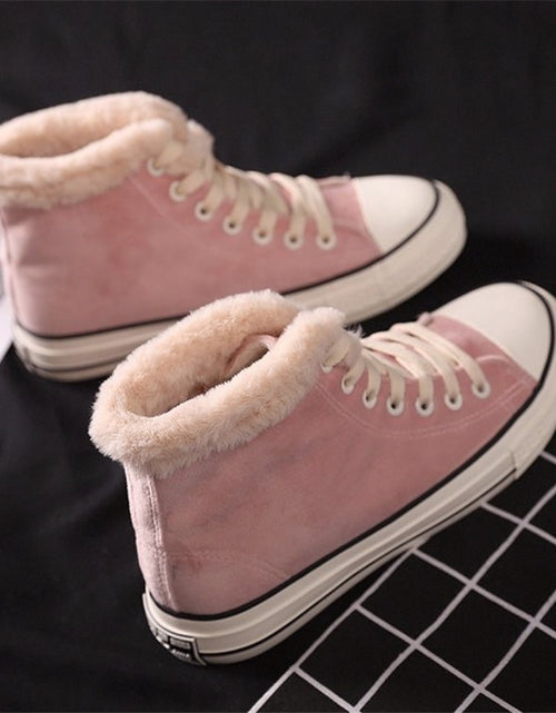 Load image into Gallery viewer, Canvas Shoes Women&#39;s Plush Cotton-padded Warm-keeping Cotton Shoes
