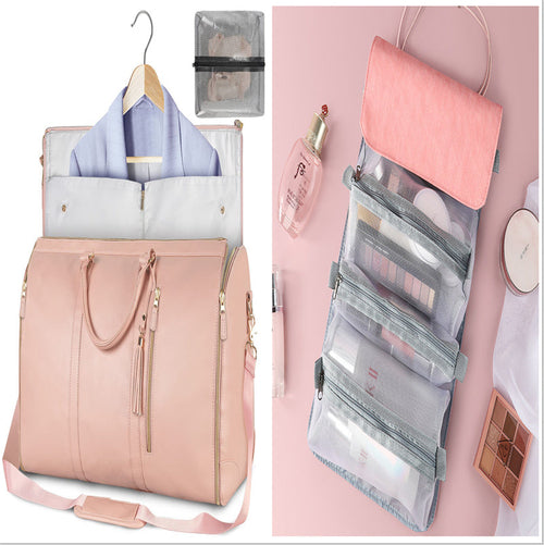 Large Capacity Travel Duffle Bag Women's Handbag Folding Suit Bag