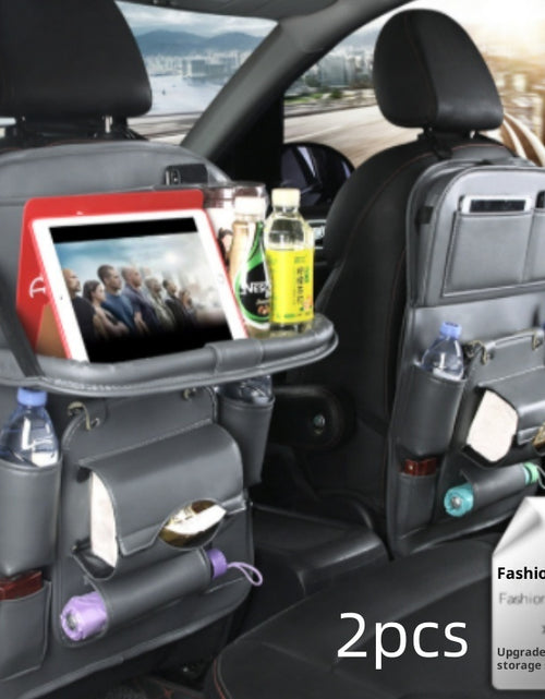 Load image into Gallery viewer, PU Leather Car Storage Bag Multifunction Seat Back Tray Hanging Bag Waterproof Car Organizer Automotive Interior Accessories
