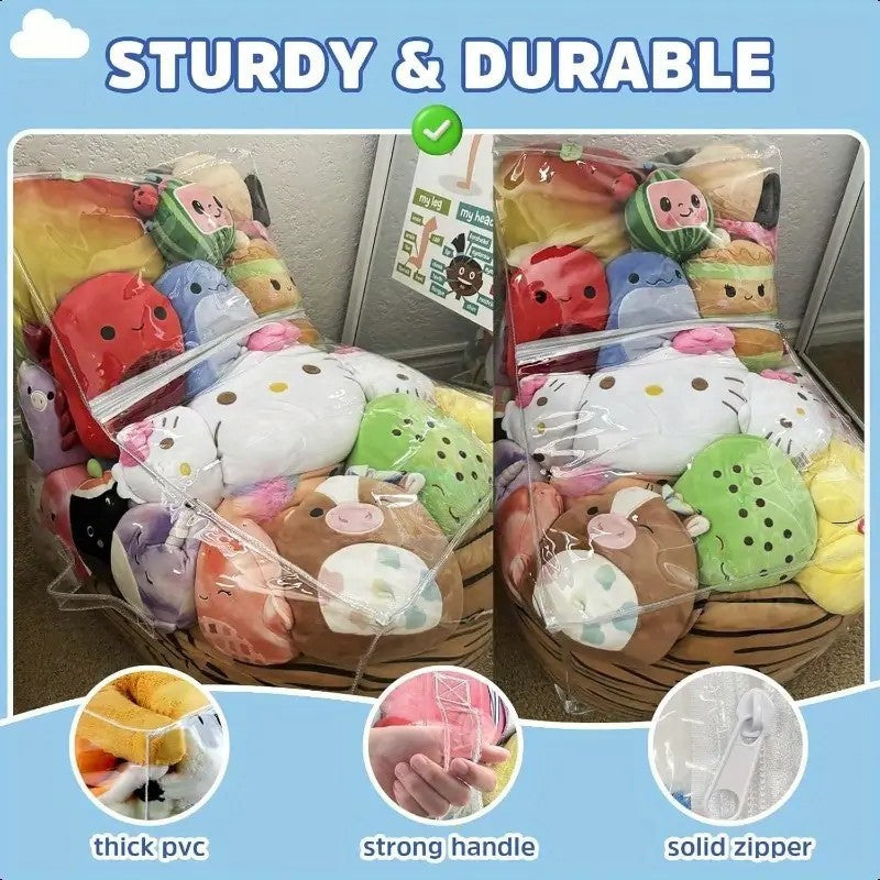 Transparent Pvc Children's Toy Storage Bag Stool Dual-use
