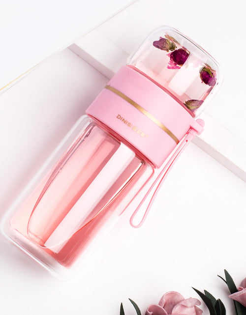 Load image into Gallery viewer, Glass Water Bottle With Tea Infuser Filter Tea Separation Double Wall Glass Bottle Leakproof Water Bottle
