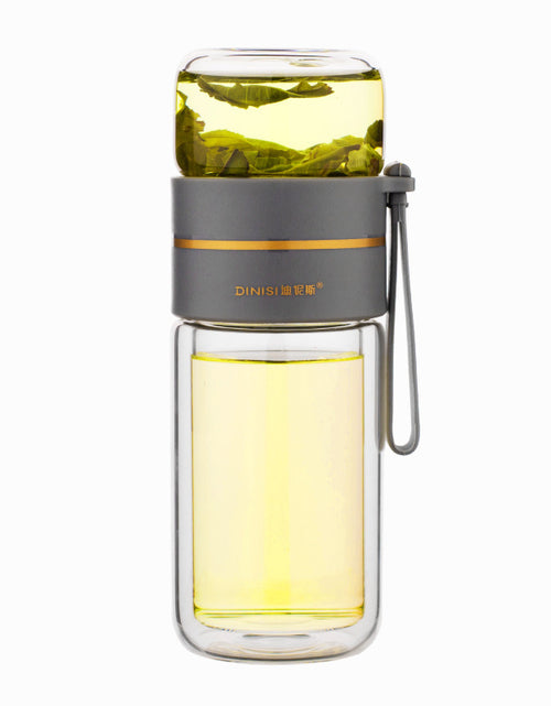 Load image into Gallery viewer, Glass Water Bottle With Tea Infuser Filter Tea Separation Double Wall Glass Bottle Leakproof Water Bottle
