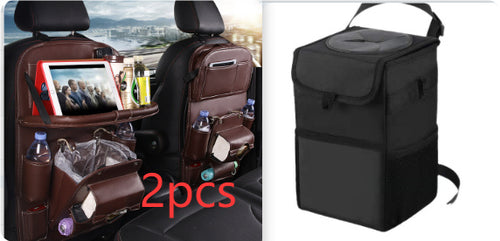 Load image into Gallery viewer, PU Leather Car Storage Bag Multifunction Seat Back Tray Hanging Bag Waterproof Car Organizer Automotive Interior Accessories
