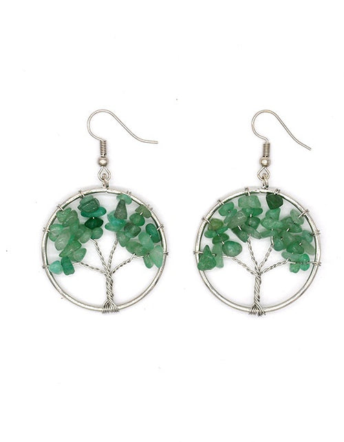 Load image into Gallery viewer, Natural Crystal Crushed Stone Tree Wishing Tree Earrings Crystal Tree Earrings Jewelry
