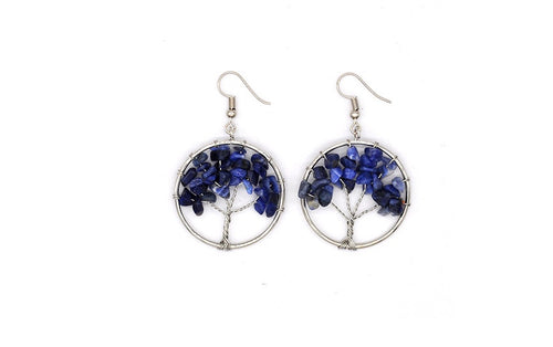 Load image into Gallery viewer, Natural Crystal Crushed Stone Tree Wishing Tree Earrings Crystal Tree Earrings Jewelry
