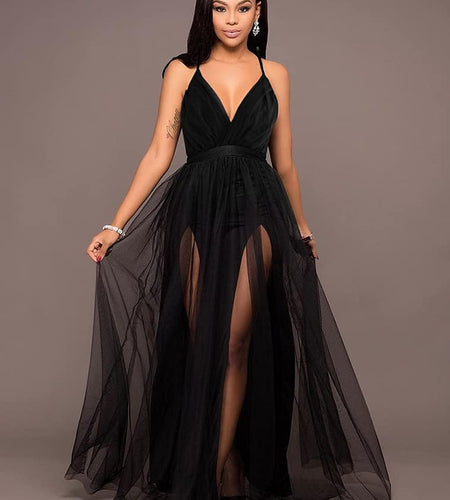 Women'S Sexy Deep V Neck Split Cocktail Party Formal Bridesmaid Maxi Dress