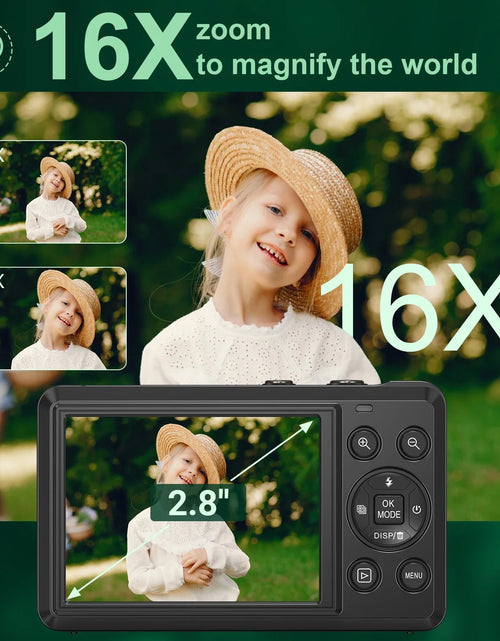 Load image into Gallery viewer, Digital Camera 4K UHD 44MP Vlogging Camera, Autofocus Compact Camera with 16X Digital Zoom, Point and Shoot Digital Camera with 32GB SD Card &amp; 2 Batteries
