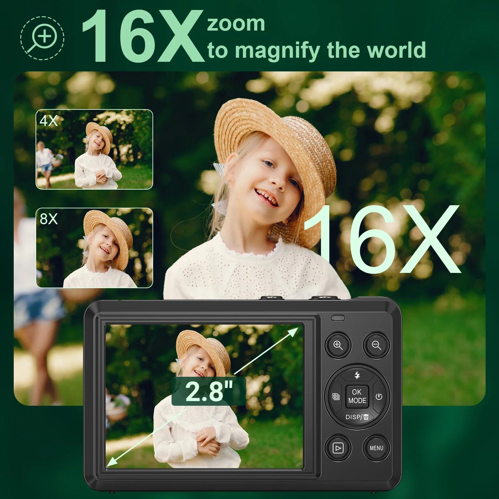 Digital Camera 4K UHD 44MP Vlogging Camera, Autofocus Compact Camera with 16X Digital Zoom, Point and Shoot Digital Camera with 32GB SD Card & 2 Batteries