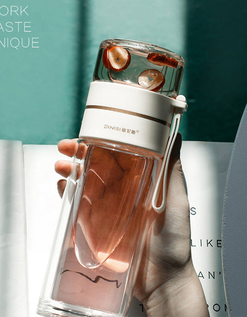 Load image into Gallery viewer, Glass Water Bottle With Tea Infuser Filter Tea Separation Double Wall Glass Bottle Leakproof Water Bottle
