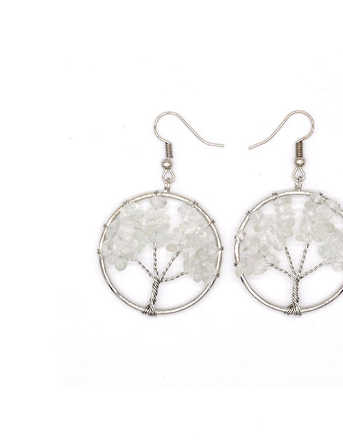 Load image into Gallery viewer, Natural Crystal Crushed Stone Tree Wishing Tree Earrings Crystal Tree Earrings Jewelry
