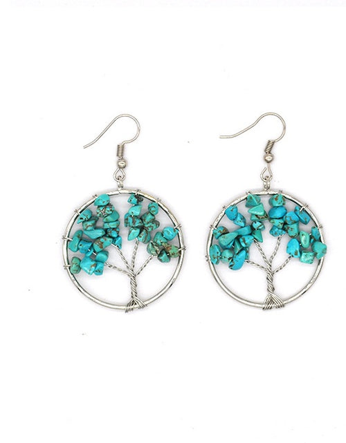 Load image into Gallery viewer, Natural Crystal Crushed Stone Tree Wishing Tree Earrings Crystal Tree Earrings Jewelry
