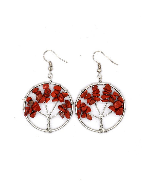 Load image into Gallery viewer, Natural Crystal Crushed Stone Tree Wishing Tree Earrings Crystal Tree Earrings Jewelry
