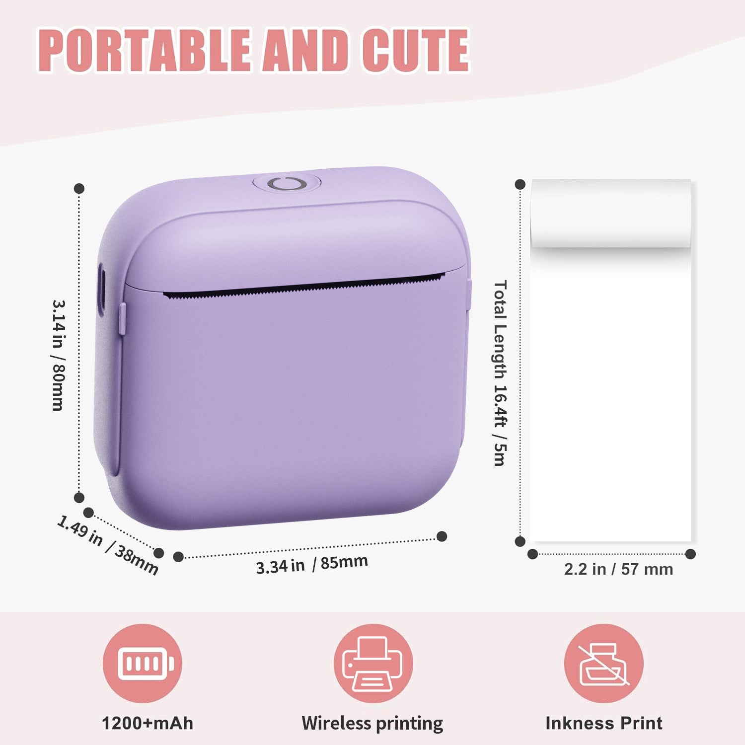 Popular HD Bluetooth Thermal Printer Portable Household Mini