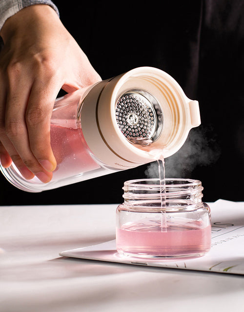 Load image into Gallery viewer, Glass Water Bottle With Tea Infuser Filter Tea Separation Double Wall Glass Bottle Leakproof Water Bottle
