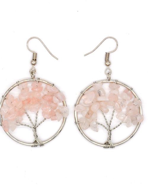 Load image into Gallery viewer, Natural Crystal Crushed Stone Tree Wishing Tree Earrings Crystal Tree Earrings Jewelry
