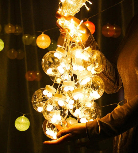 Led Wish Orbs Lighting Chain Star Moon Curtain Light Starry Sky