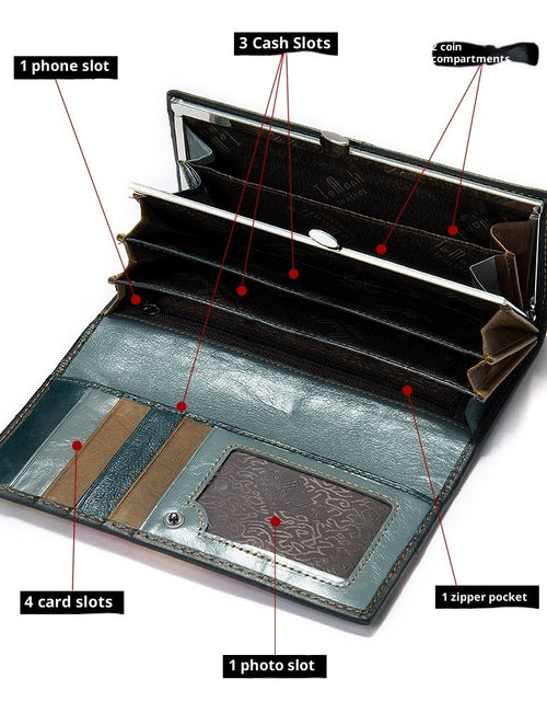 Load image into Gallery viewer, Women&#39;s Leather Storage Mid-length Personalized Cowhide Stitching Wallet
