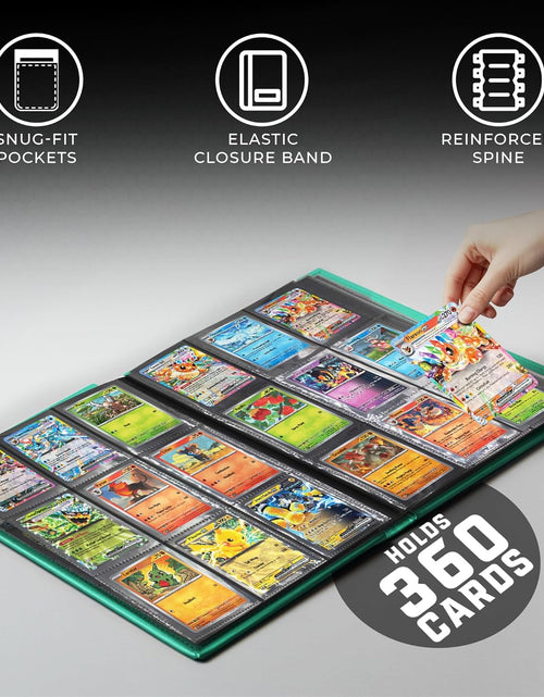 Load image into Gallery viewer, Trading Card Pro-Folio, 9-Pocket Side-Loading Pages, Holds 360 Cards, Dark Green
