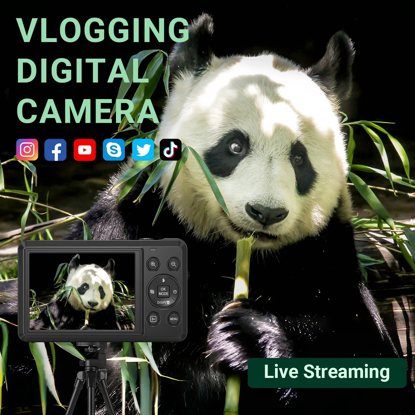 Digital Camera 4K UHD 44MP Vlogging Camera, Autofocus Compact Camera with 16X Digital Zoom, Point and Shoot Digital Camera with 32GB SD Card & 2 Batteries