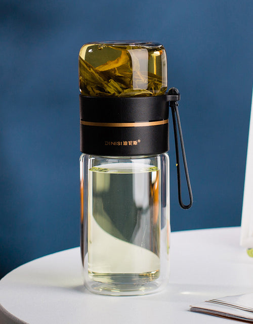 Load image into Gallery viewer, Glass Water Bottle With Tea Infuser Filter Tea Separation Double Wall Glass Bottle Leakproof Water Bottle
