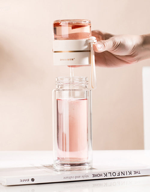 Load image into Gallery viewer, Glass Water Bottle With Tea Infuser Filter Tea Separation Double Wall Glass Bottle Leakproof Water Bottle

