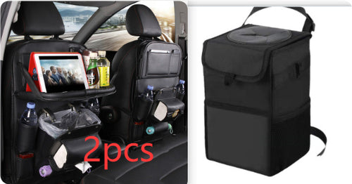 Load image into Gallery viewer, PU Leather Car Storage Bag Multifunction Seat Back Tray Hanging Bag Waterproof Car Organizer Automotive Interior Accessories

