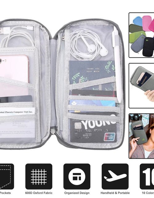 Load image into Gallery viewer, Travel Passport Wallet 12Cells Ticket ID Credit Card Holder Water Repellent Documents Phone Organizer

