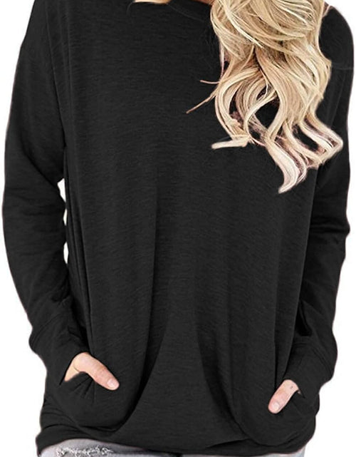 Load image into Gallery viewer, Womens Crewneck Sweatshirt Casual Loose Fitting Tops Long Sleeve T Shirt
