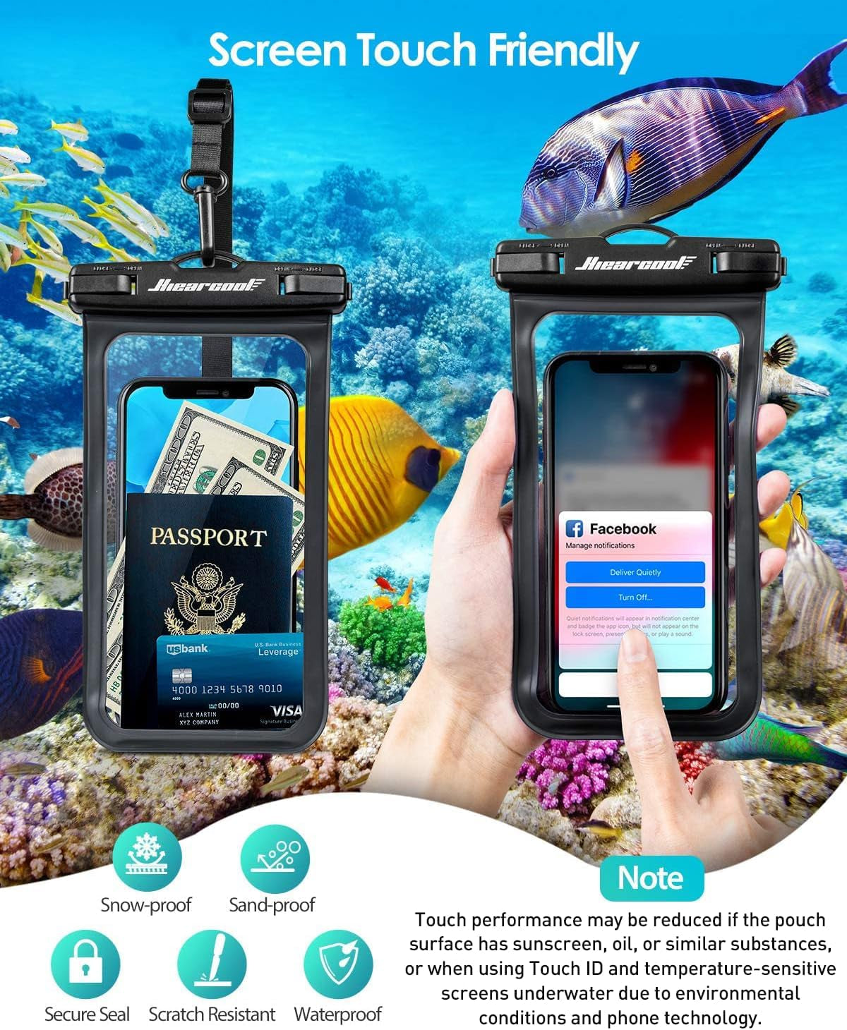 Waterproof Phone Pouch, Waterproof Phone Case for Iphone 15 14 13 12 Pro Max XS Samsung, IPX8 Cellphone Dry Bag Beach Essentials 2Pack-8.3"