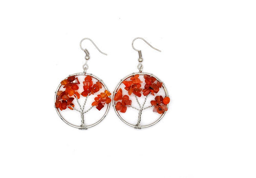 Load image into Gallery viewer, Natural Crystal Crushed Stone Tree Wishing Tree Earrings Crystal Tree Earrings Jewelry

