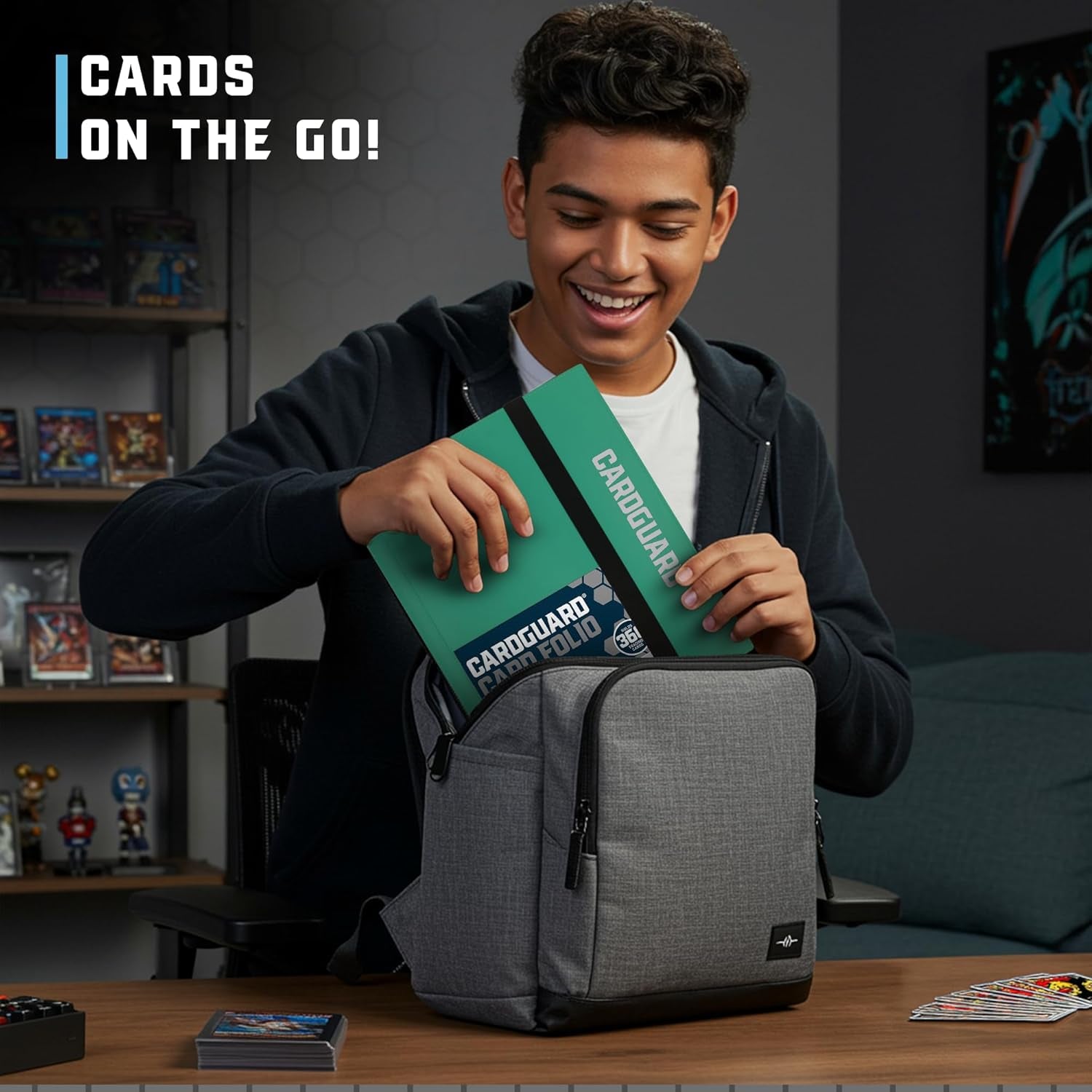 Trading Card Pro-Folio, 9-Pocket Side-Loading Pages, Holds 360 Cards, Dark Green