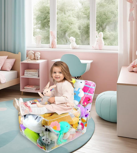 Transparent Pvc Children's Toy Storage Bag Stool Dual-use