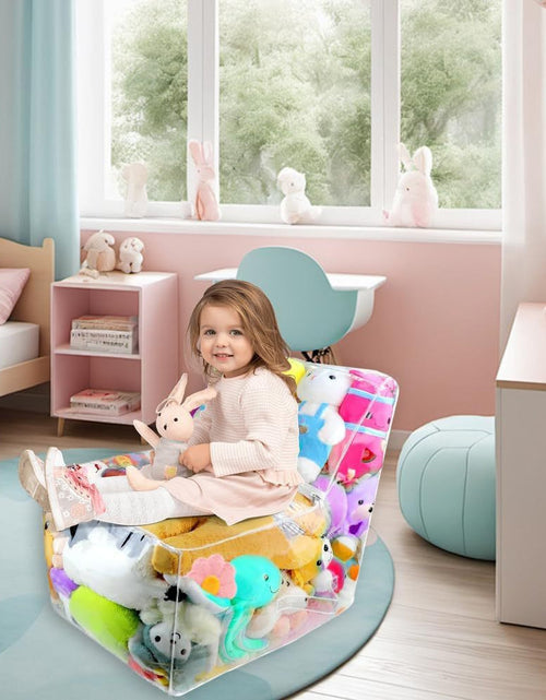Load image into Gallery viewer, Transparent Pvc Children&#39;s Toy Storage Bag Stool Dual-use

