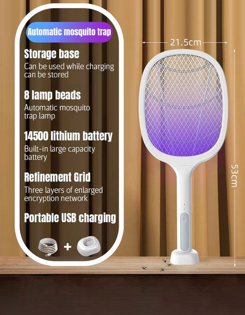 Load image into Gallery viewer, ZapAway USB Electric Mosquito Lamp &amp; Fly Swatter – Portable Handheld Triple-Layer Mesh for Instant Relief
