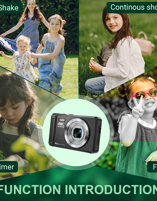 Load image into Gallery viewer, Digital Camera 4K UHD 44MP Vlogging Camera, Autofocus Compact Camera with 16X Digital Zoom, Point and Shoot Digital Camera with 32GB SD Card &amp; 2 Batteries
