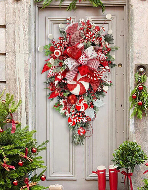 Load image into Gallery viewer, Christmas Wreath Candy Upside Down Tree Garland Artificial Xmas Ornament Home Porch Window Christmas wreath Door Wall Hanging Decoration
