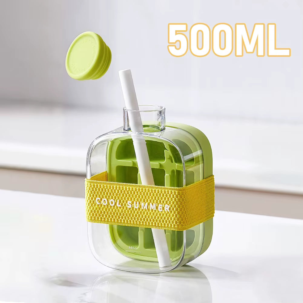 ChillSip Bottle Set – Stylish Water Bottle with Straw &amp; Zero-Contact Ice Cube Tray