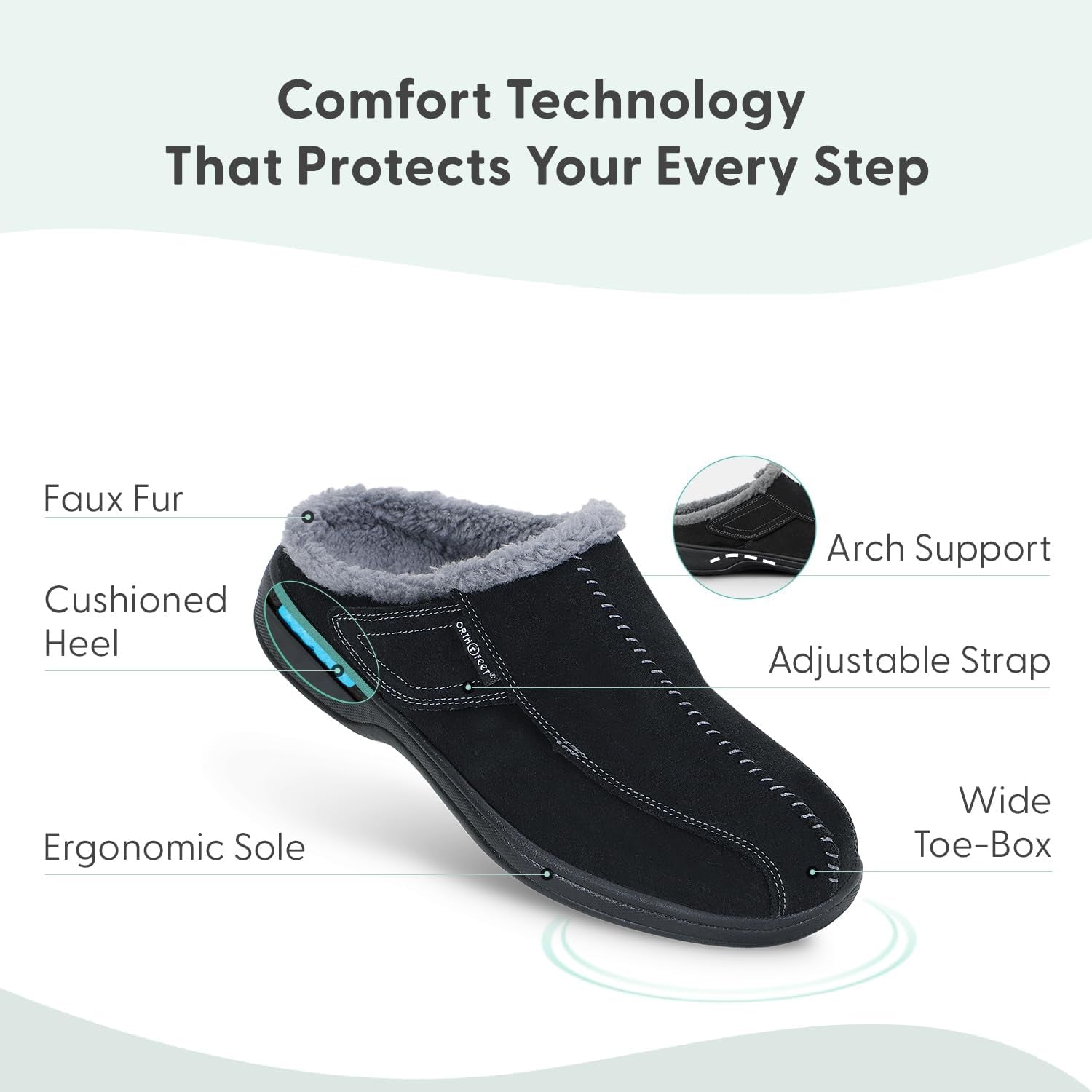 Innovative Orthopedic Slippers for Men - Ideal for Plantar Fasciitis, Foot &amp; Heel Pain Relief. Arch Support Slippers, Cushioning Ergonomic Sole &amp; Extended Widths - Asheville
