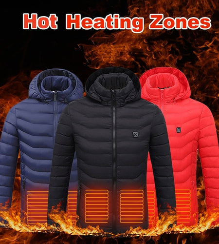 Winter Heated Jacket USB Electric Cotton Coat Zip-up Heater Thermal Clothing Heating Vest For Men