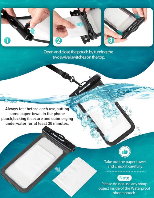 Load image into Gallery viewer, Waterproof Phone Pouch, Waterproof Phone Case for Iphone 15 14 13 12 Pro Max XS Samsung, IPX8 Cellphone Dry Bag Beach Essentials 2Pack-8.3&quot;
