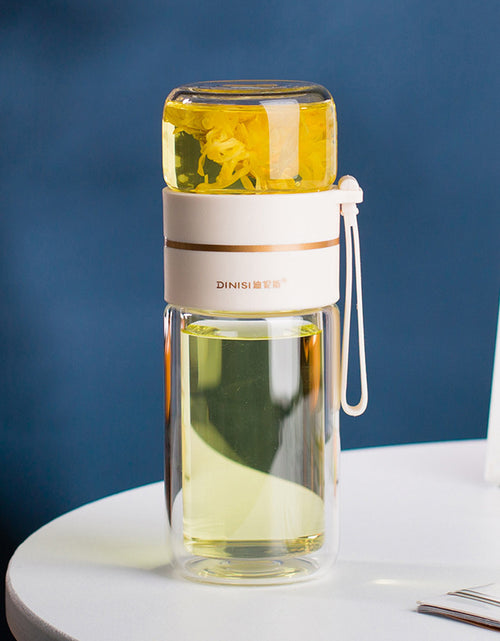 Load image into Gallery viewer, Glass Water Bottle With Tea Infuser Filter Tea Separation Double Wall Glass Bottle Leakproof Water Bottle
