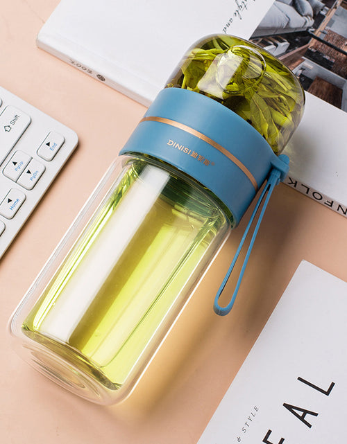 Load image into Gallery viewer, Glass Water Bottle With Tea Infuser Filter Tea Separation Double Wall Glass Bottle Leakproof Water Bottle
