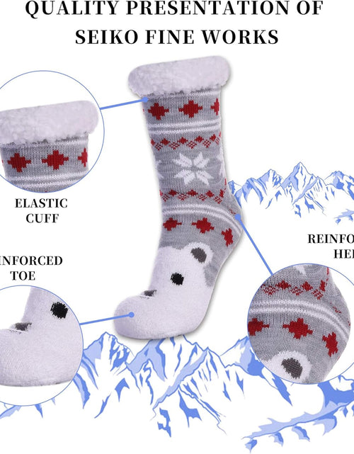 Load image into Gallery viewer, Women&#39;S Winter Super Soft Warm Cozy Fuzzy Snowflake Deer Fleece-Lined with Grippers Slipper Socks
