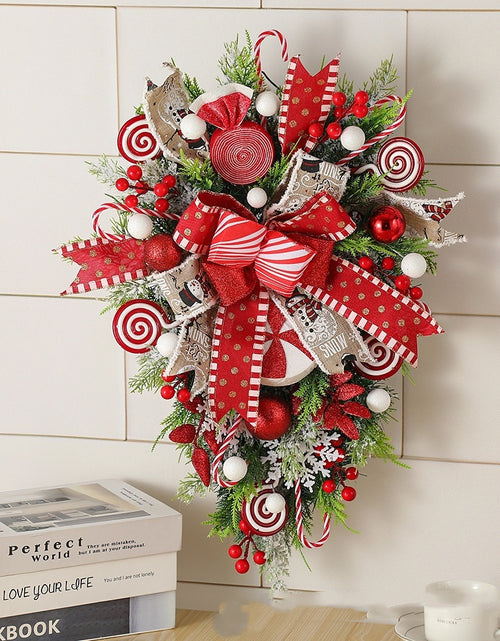 Load image into Gallery viewer, Christmas Wreath Candy Upside Down Tree Garland Artificial Xmas Ornament Home Porch Window Christmas wreath Door Wall Hanging Decoration
