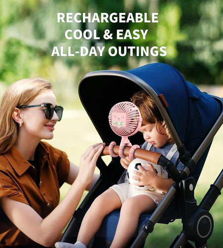 Battery Operated Stroller Fan Flexible Tripod Clip on Fan with 3 Speeds and Rotatable Handheld Personal Fan for Car Seat Crib Bike Treadmill (Pink)