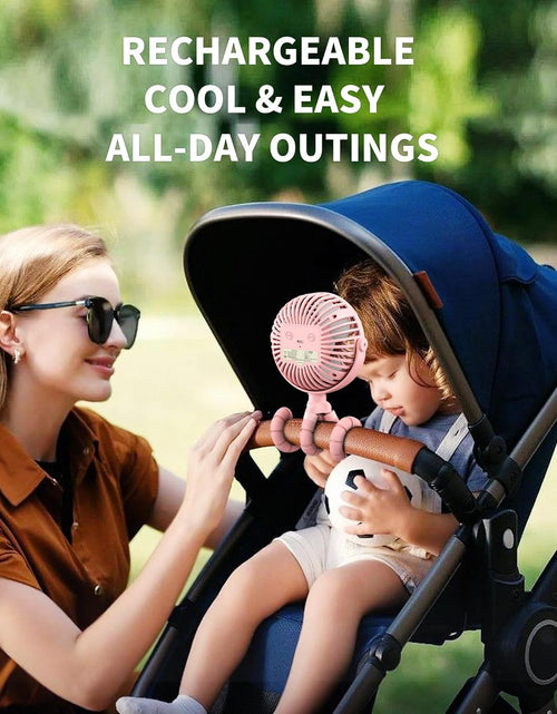 Load image into Gallery viewer, Battery Operated Stroller Fan Flexible Tripod Clip on Fan with 3 Speeds and Rotatable Handheld Personal Fan for Car Seat Crib Bike Treadmill (Pink)

