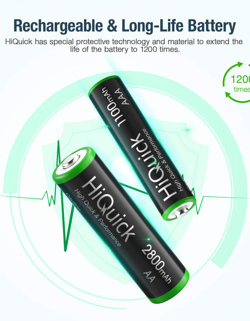 Load image into Gallery viewer, 8 Bay Smart Battery Charger with AA &amp; AAA Rechargeable Batteries- Fast Charging Household and 2800Mah Batteries 4 Pack 1100Mah
