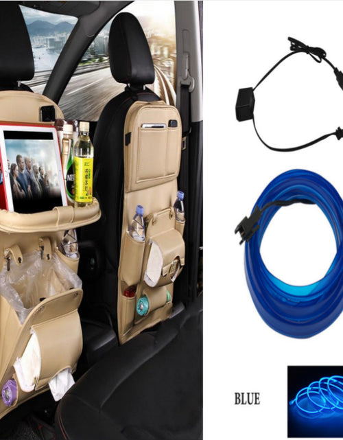 Load image into Gallery viewer, PU Leather Car Storage Bag Multifunction Seat Back Tray Hanging Bag Waterproof Car Organizer Automotive Interior Accessories
