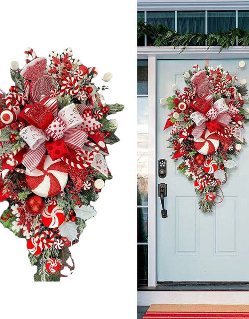 Load image into Gallery viewer, Christmas Wreath Candy Upside Down Tree Garland Artificial Xmas Ornament Home Porch Window Christmas wreath Door Wall Hanging Decoration
